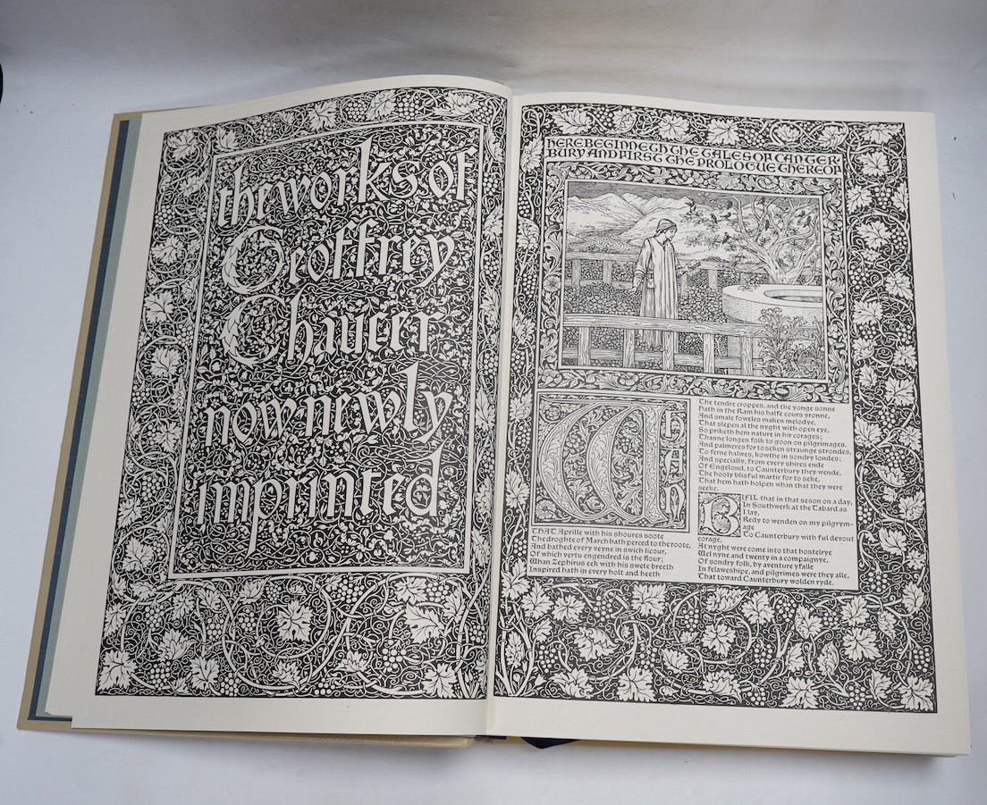 Folio Society - The Works of Geoffrey Chaucer, one of 1010 copies (1000 for sale), folio facsimile of the Kelmscott Chaucer, illustrated by Sir Edward Burne-Jones and printed by William Morris in 1896. Top edge gilt, ful